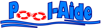Pool Aide text mark logo substituting life rings for letter O